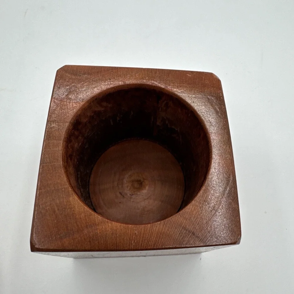 Vintage Turned Teak Wood Tobacco Jar Canister Apothecary Storage Box w/ Lid 4